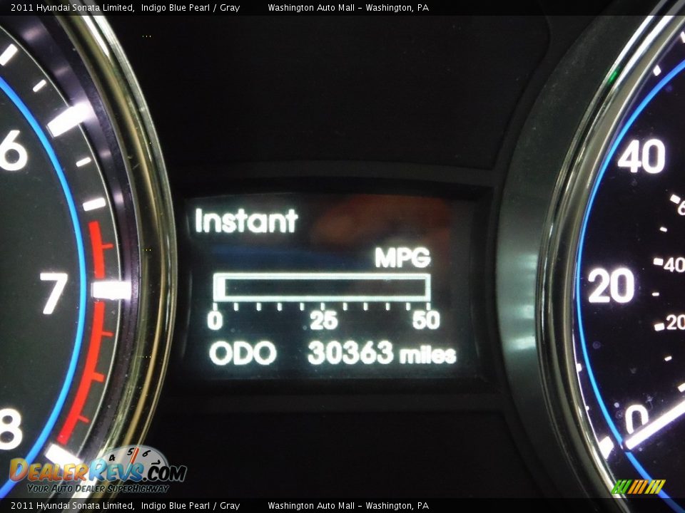 2011 Hyundai Sonata Limited Indigo Blue Pearl / Gray Photo #36