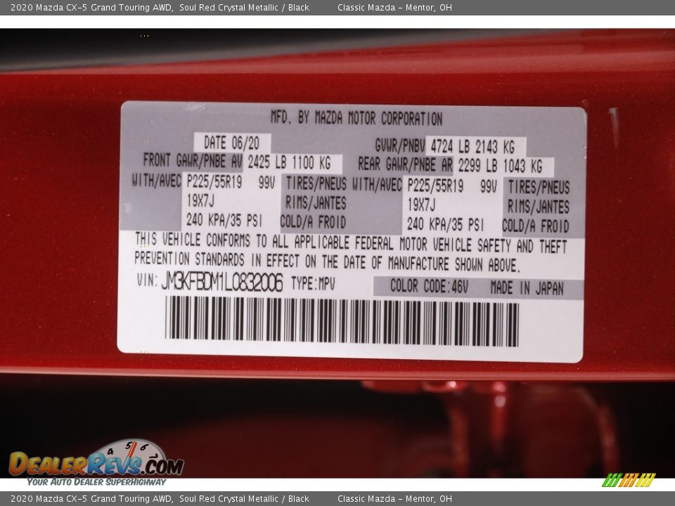 2020 Mazda CX-5 Grand Touring AWD Soul Red Crystal Metallic / Black Photo #20