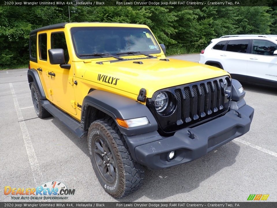 2020 Jeep Wrangler Unlimited Willys 4x4 Hellayella / Black Photo #3