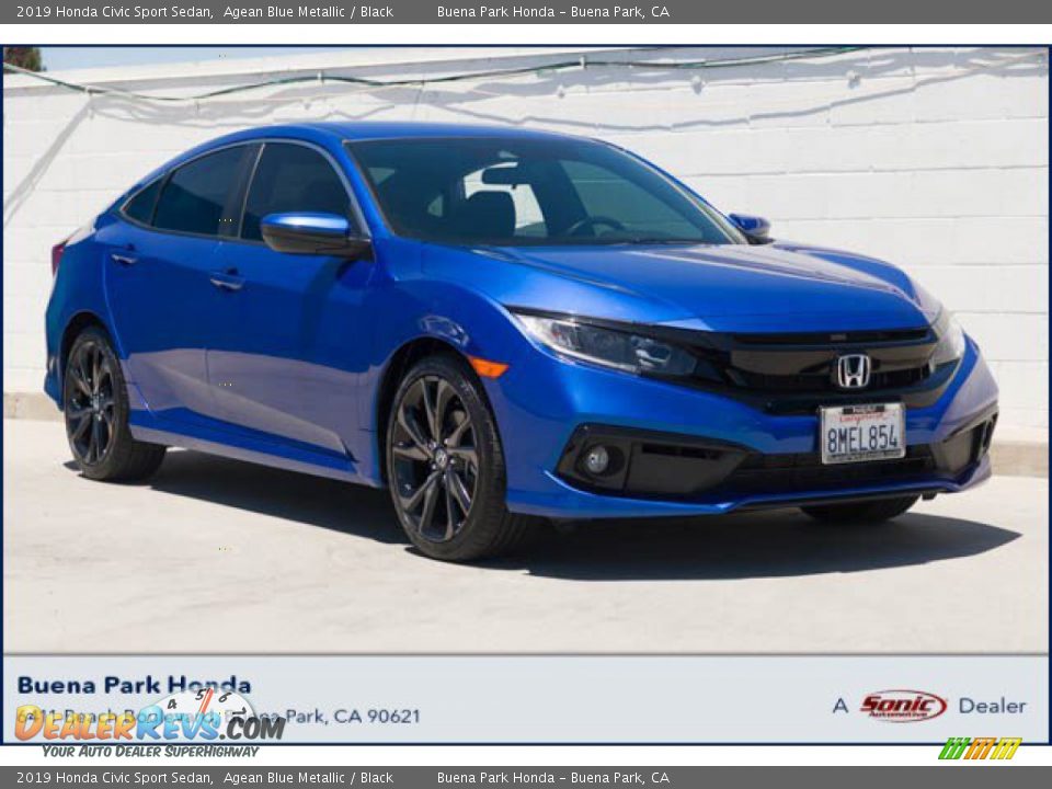 2019 Honda Civic Sport Sedan Agean Blue Metallic / Black Photo #1