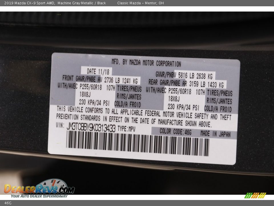 Mazda Color Code 46G Machine Gray Metallic