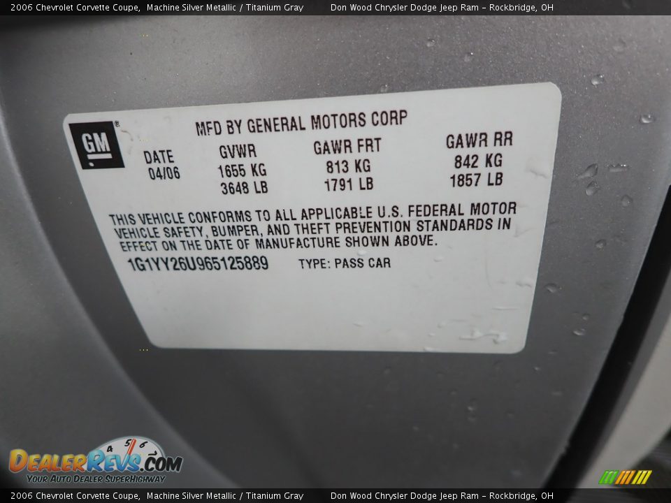 2006 Chevrolet Corvette Coupe Machine Silver Metallic / Titanium Gray Photo #25
