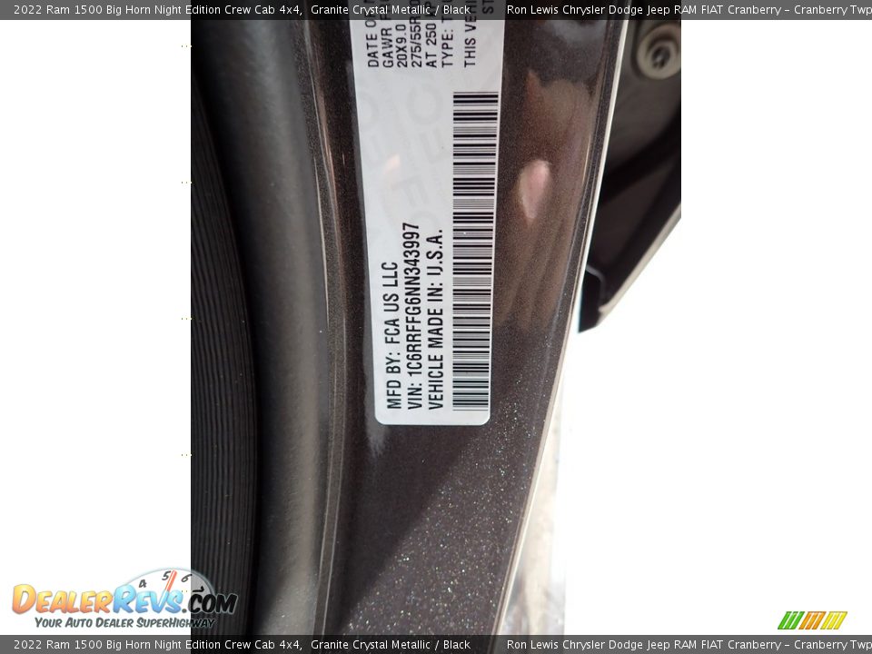 2022 Ram 1500 Big Horn Night Edition Crew Cab 4x4 Granite Crystal Metallic / Black Photo #20