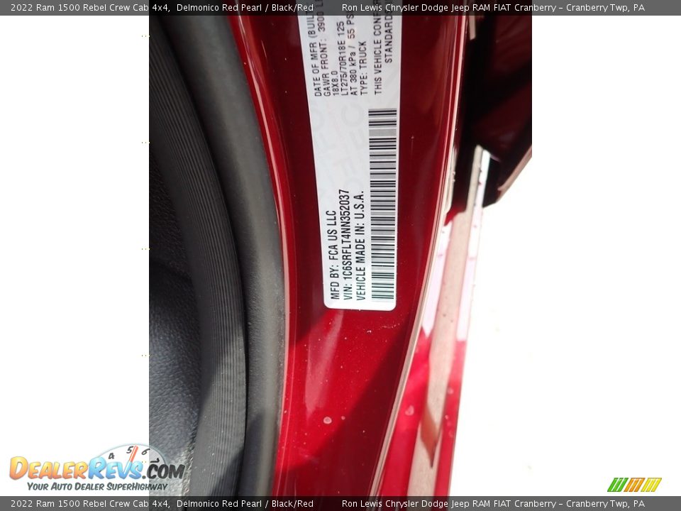 2022 Ram 1500 Rebel Crew Cab 4x4 Delmonico Red Pearl / Black/Red Photo #20