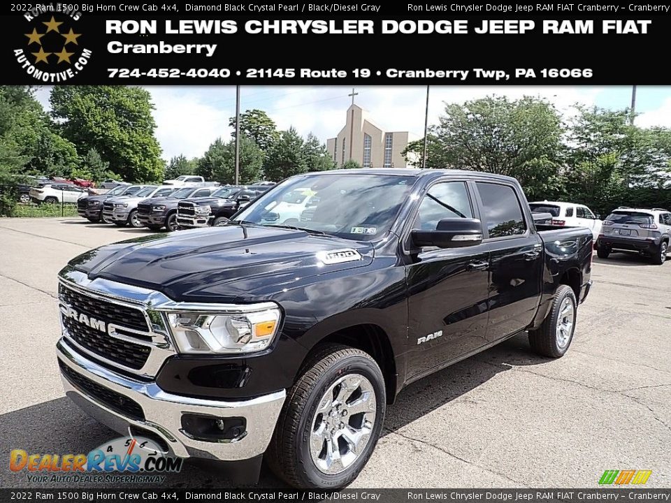 2022 Ram 1500 Big Horn Crew Cab 4x4 Diamond Black Crystal Pearl / Black/Diesel Gray Photo #1
