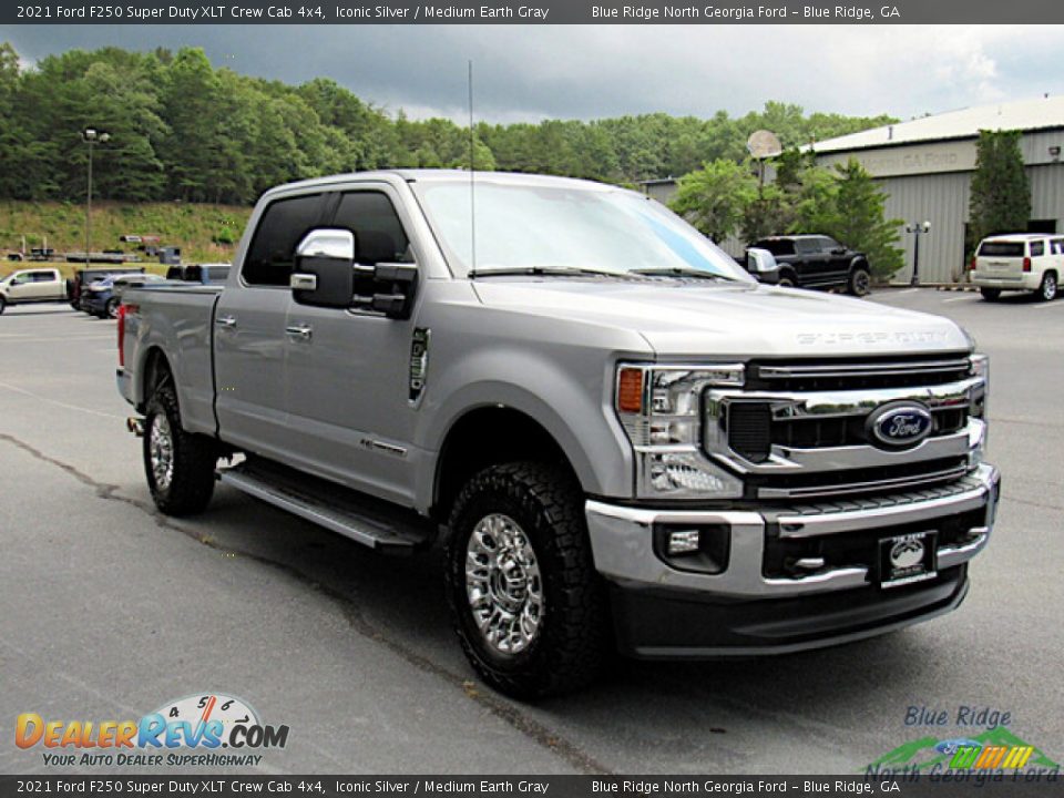 2021 Ford F250 Super Duty XLT Crew Cab 4x4 Iconic Silver / Medium Earth Gray Photo #7