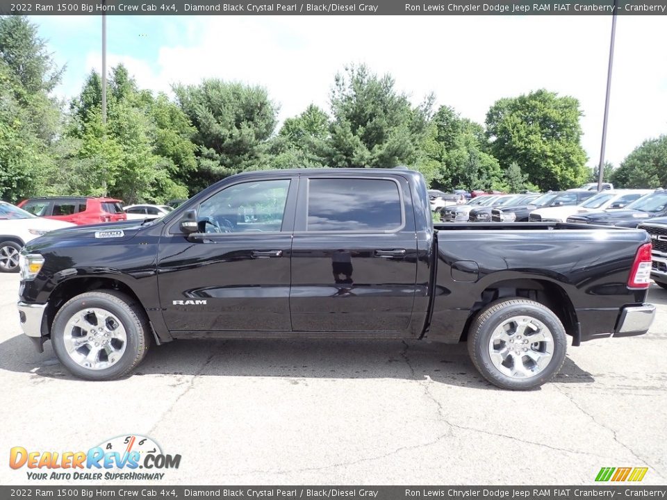 2022 Ram 1500 Big Horn Crew Cab 4x4 Diamond Black Crystal Pearl / Black/Diesel Gray Photo #2