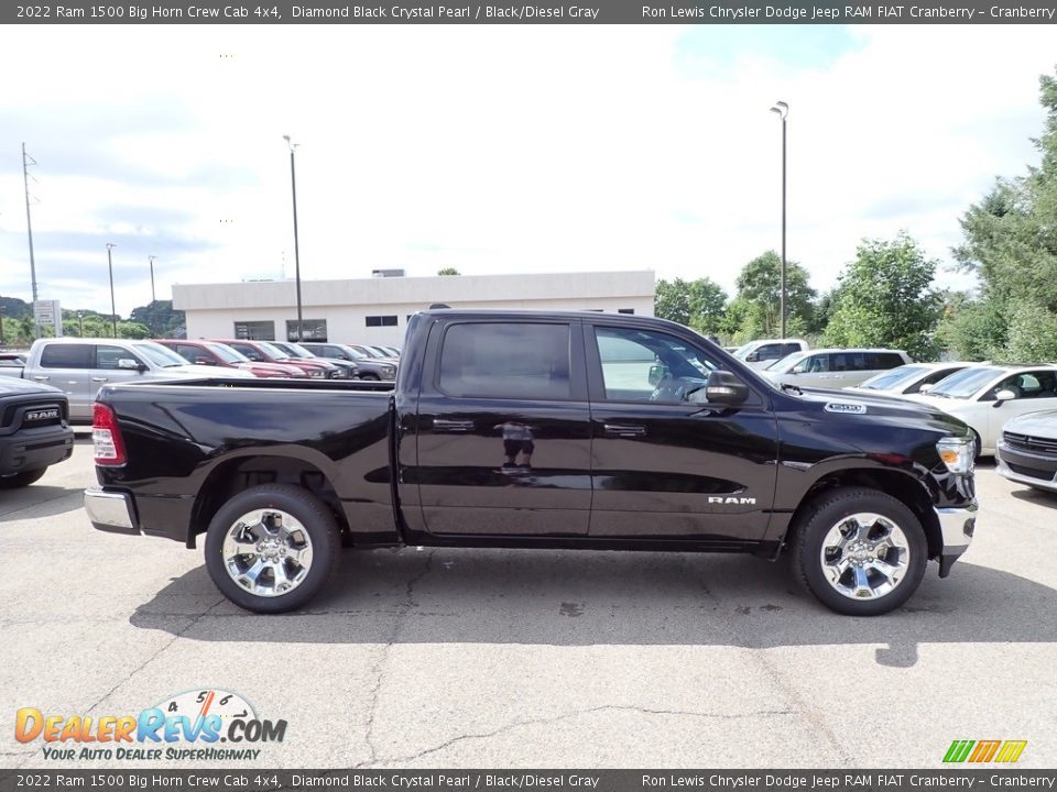 2022 Ram 1500 Big Horn Crew Cab 4x4 Diamond Black Crystal Pearl / Black/Diesel Gray Photo #6