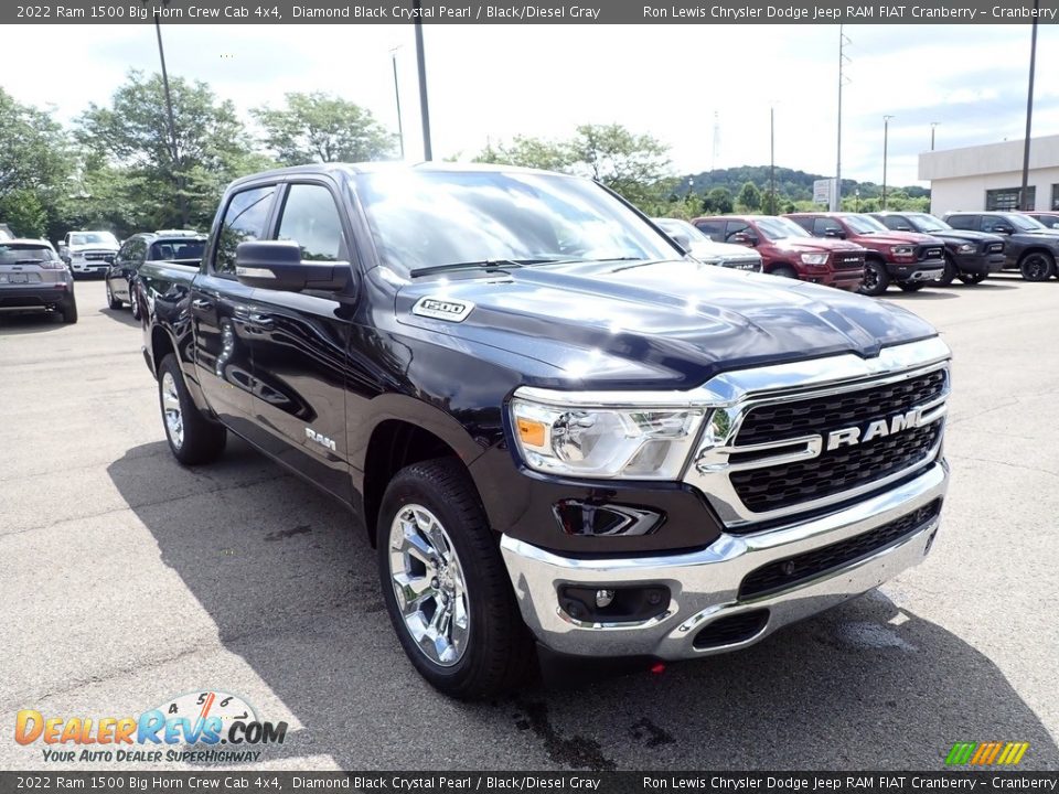 2022 Ram 1500 Big Horn Crew Cab 4x4 Diamond Black Crystal Pearl / Black/Diesel Gray Photo #7