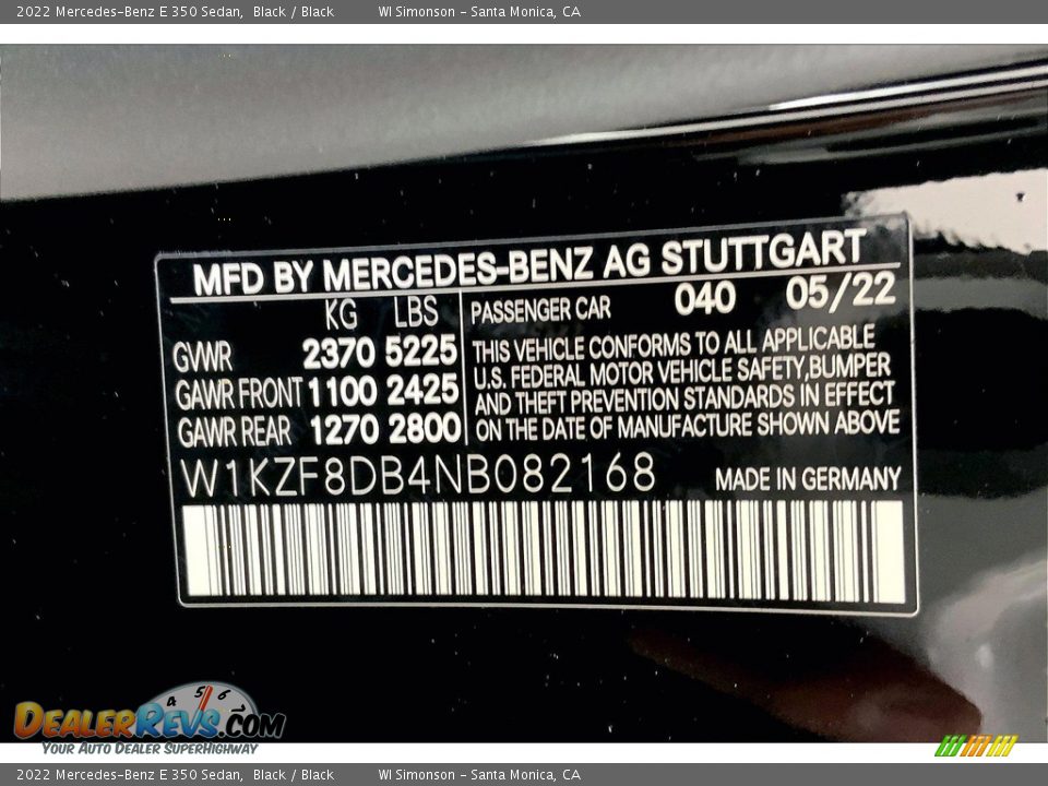 2022 Mercedes-Benz E 350 Sedan Black / Black Photo #11