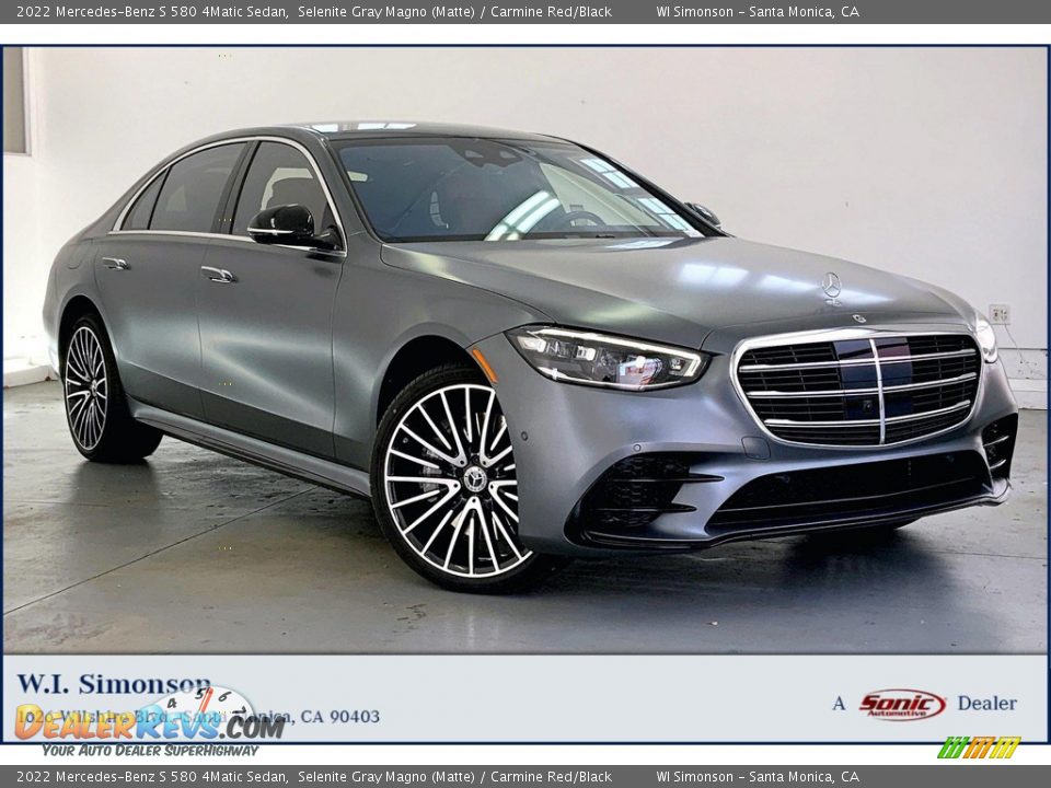 2022 Mercedes-Benz S 580 4Matic Sedan Selenite Gray Magno (Matte) / Carmine Red/Black Photo #1