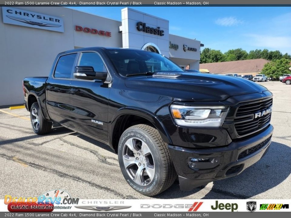 2022 Ram 1500 Laramie Crew Cab 4x4 Diamond Black Crystal Pearl / Black Photo #1