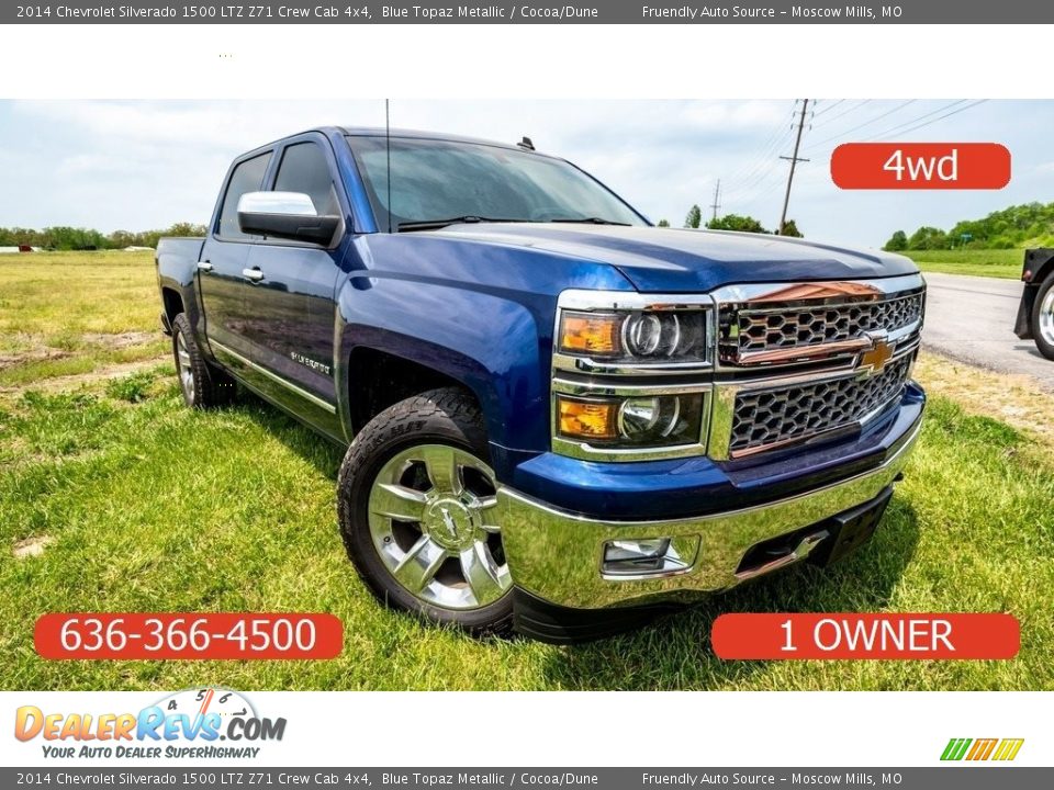 2014 Chevrolet Silverado 1500 LTZ Z71 Crew Cab 4x4 Blue Topaz Metallic / Cocoa/Dune Photo #1