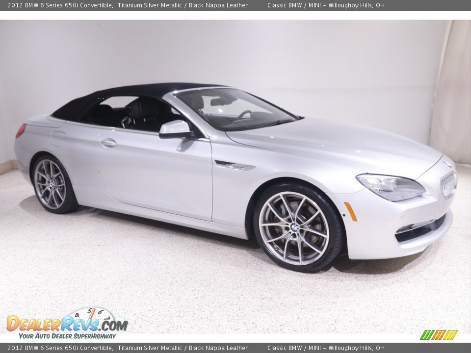 2012 BMW 6 Series 650i Convertible Titanium Silver Metallic / Black Nappa Leather Photo #2