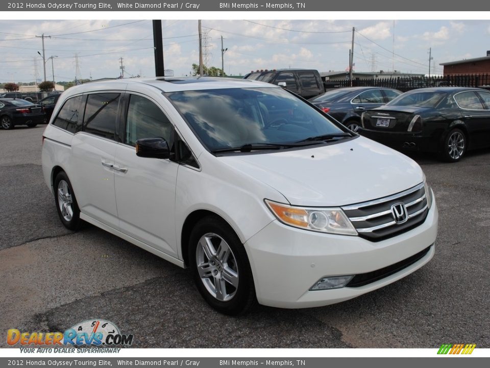 2012 Honda Odyssey Touring Elite White Diamond Pearl / Gray Photo #7