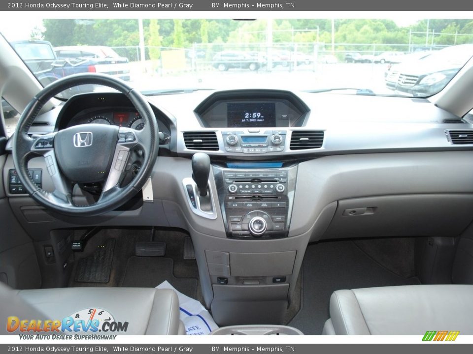 2012 Honda Odyssey Touring Elite White Diamond Pearl / Gray Photo #9