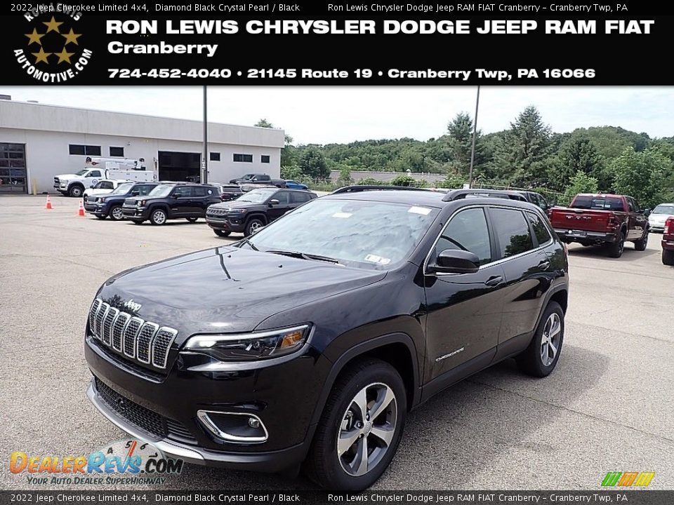 2022 Jeep Cherokee Limited 4x4 Diamond Black Crystal Pearl / Black Photo #1