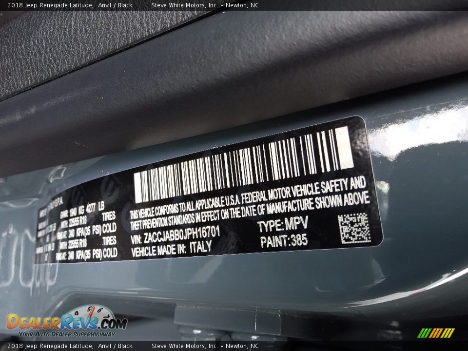 2018 Jeep Renegade Latitude Anvil / Black Photo #28