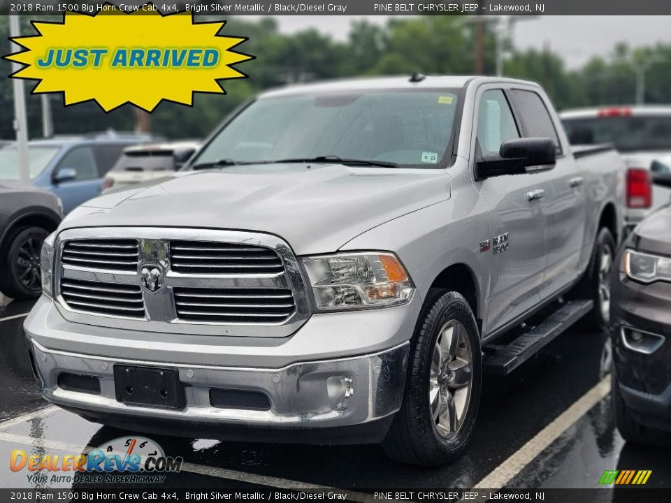 2018 Ram 1500 Big Horn Crew Cab 4x4 Bright Silver Metallic / Black/Diesel Gray Photo #1