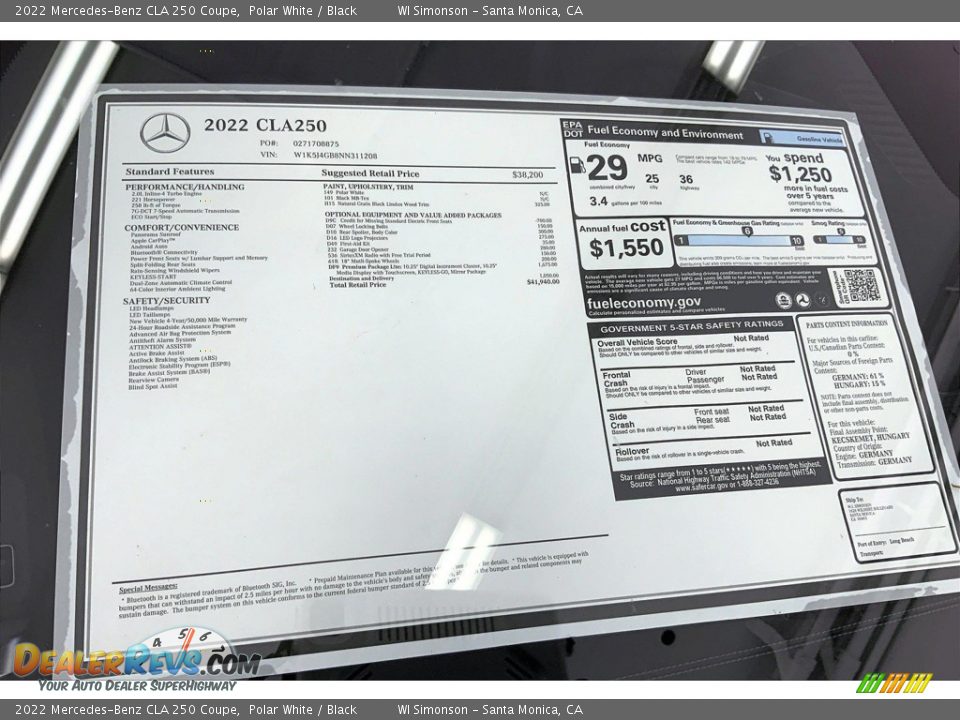 2022 Mercedes-Benz CLA 250 Coupe Polar White / Black Photo #13