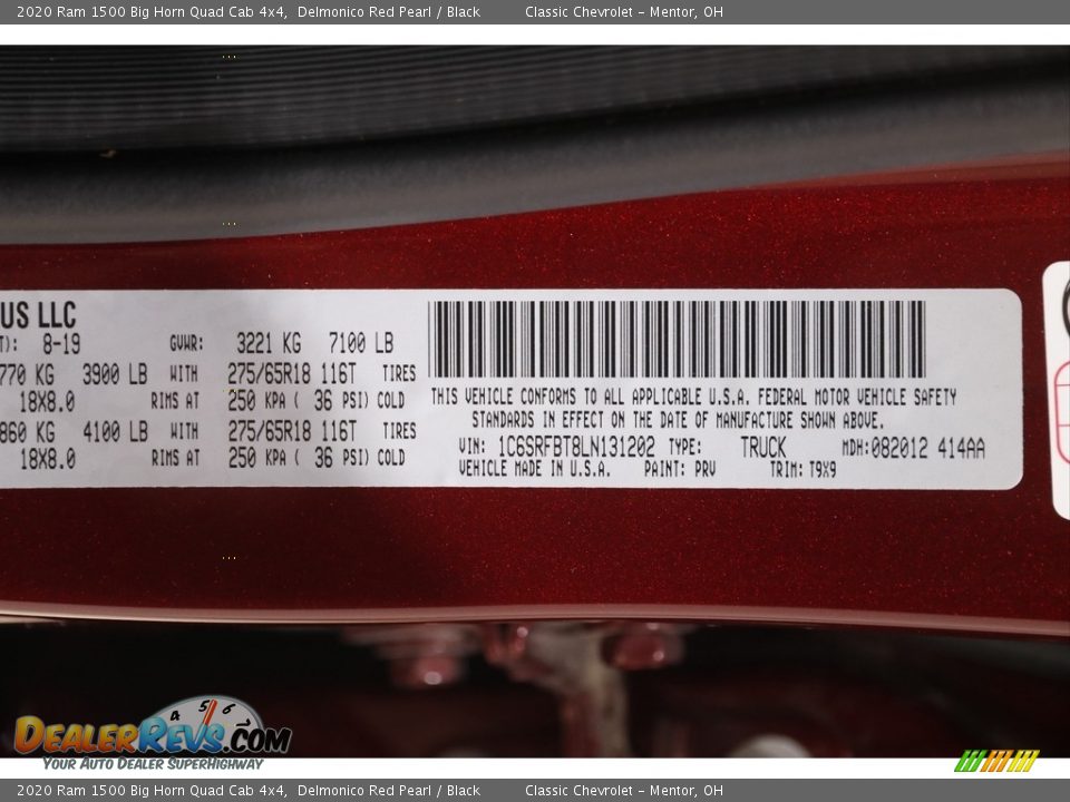 2020 Ram 1500 Big Horn Quad Cab 4x4 Delmonico Red Pearl / Black Photo #24