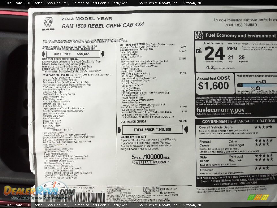 2022 Ram 1500 Rebel Crew Cab 4x4 Delmonico Red Pearl / Black/Red Photo #32