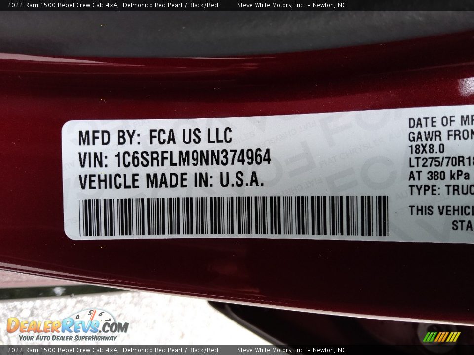2022 Ram 1500 Rebel Crew Cab 4x4 Delmonico Red Pearl / Black/Red Photo #34