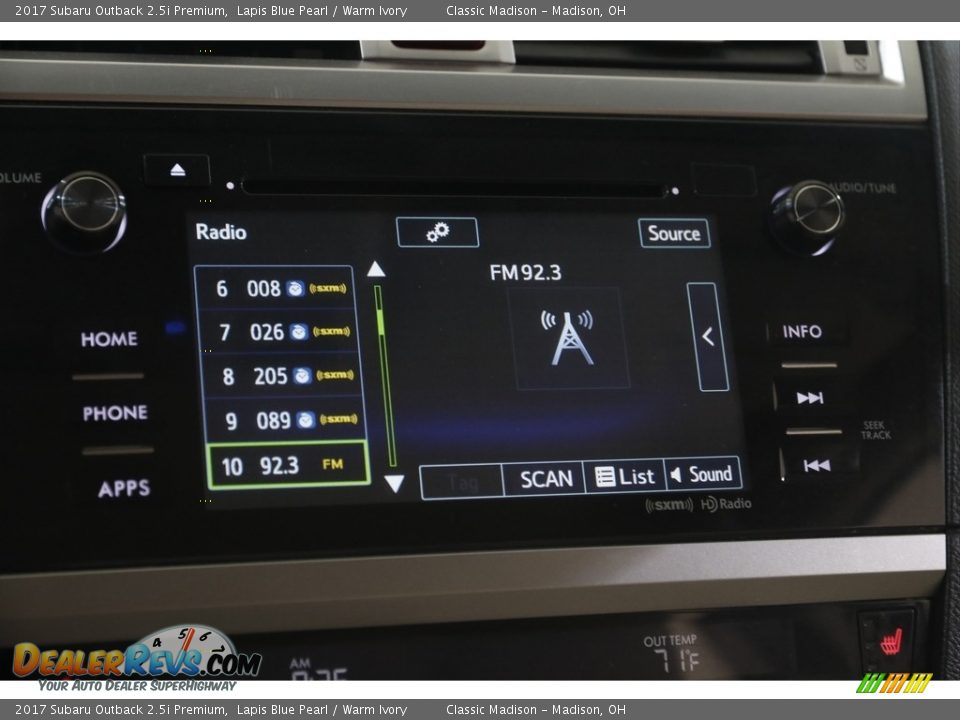 2017 Subaru Outback 2.5i Premium Lapis Blue Pearl / Warm Ivory Photo #10