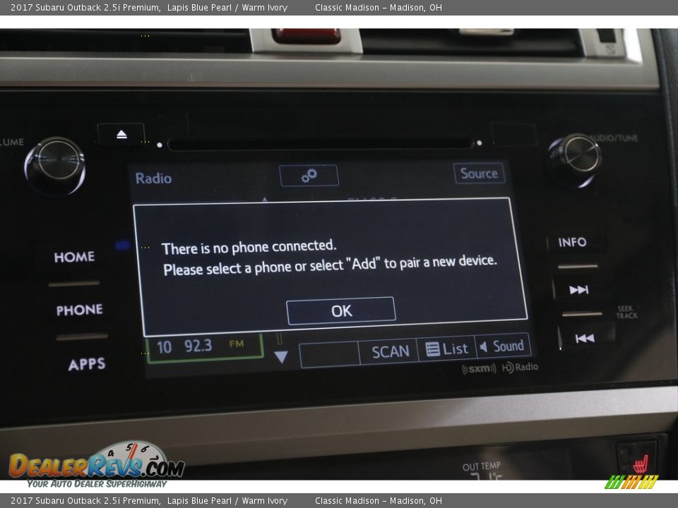 2017 Subaru Outback 2.5i Premium Lapis Blue Pearl / Warm Ivory Photo #11