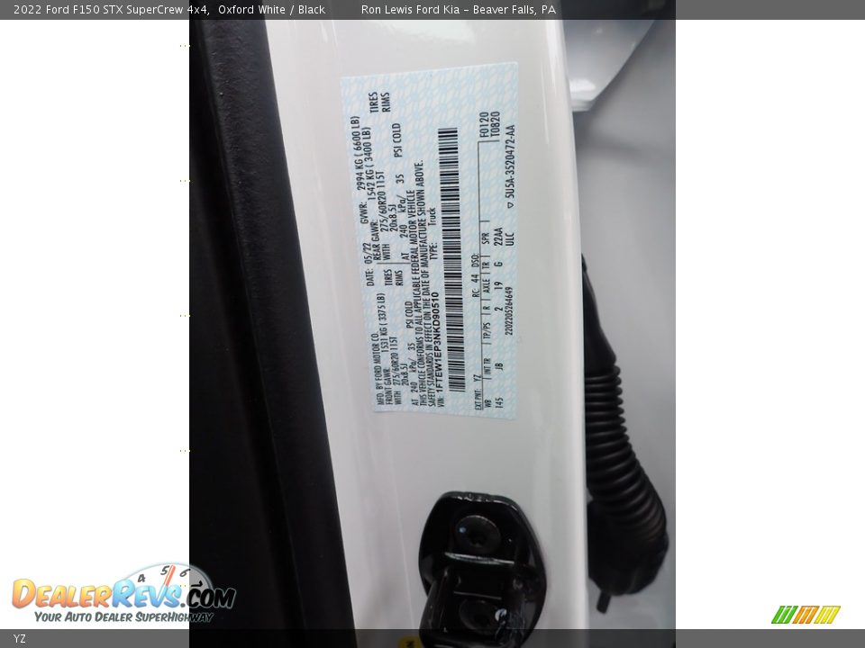 Ford Color Code YZ Oxford White