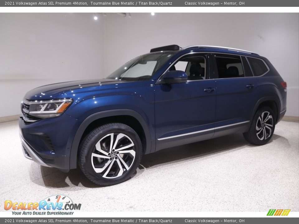 2021 Volkswagen Atlas SEL Premium 4Motion Tourmaline Blue Metallic / Titan Black/Quartz Photo #3
