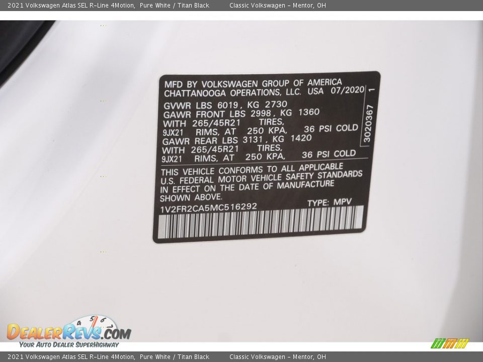 2021 Volkswagen Atlas SEL R-Line 4Motion Pure White / Titan Black Photo #21