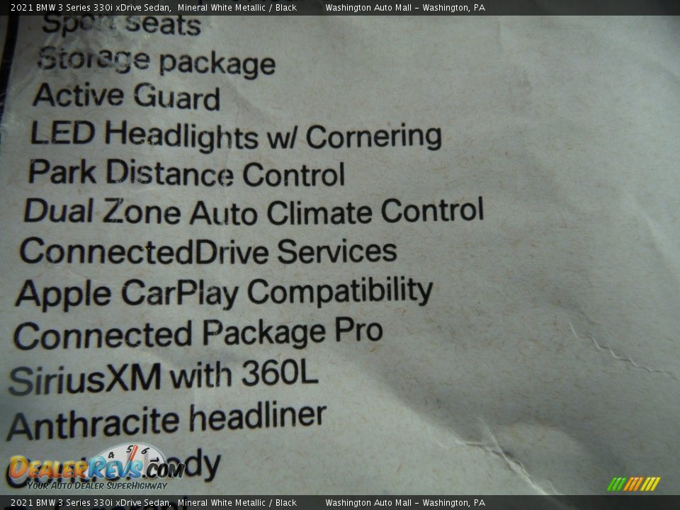 2021 BMW 3 Series 330i xDrive Sedan Window Sticker Photo #36