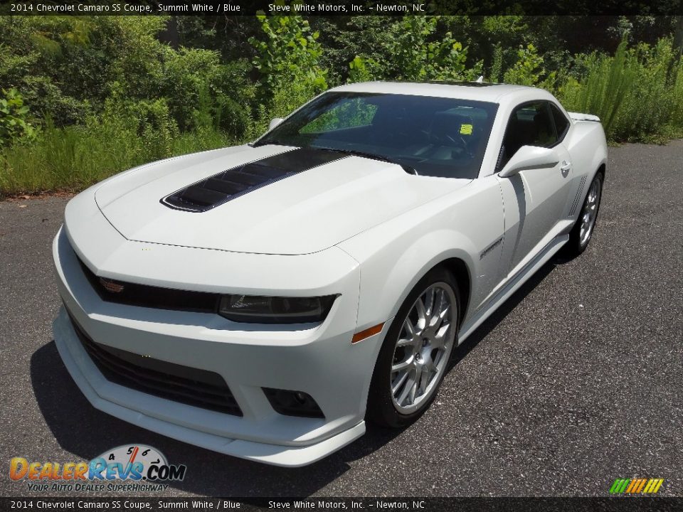 2014 Chevrolet Camaro SS Coupe Summit White / Blue Photo #3