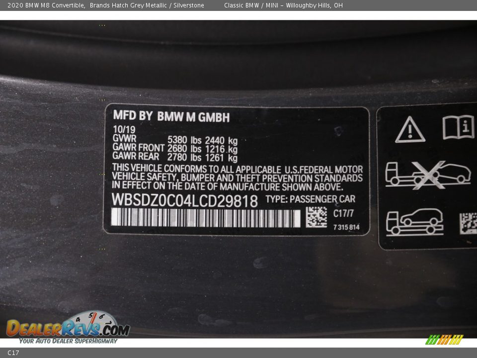 BMW Color Code C17 Brands Hatch Grey Metallic