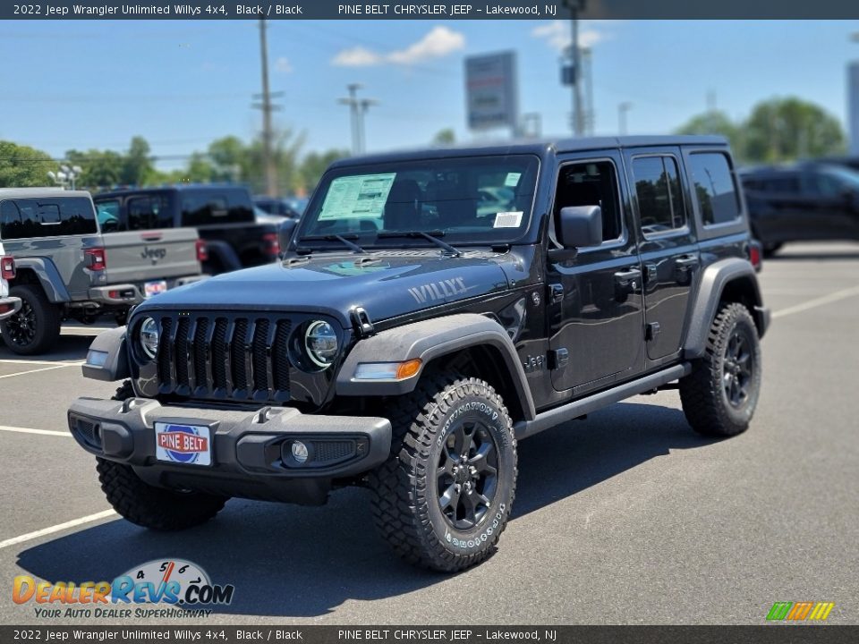 2022 Jeep Wrangler Unlimited Willys 4x4 Black / Black Photo #1