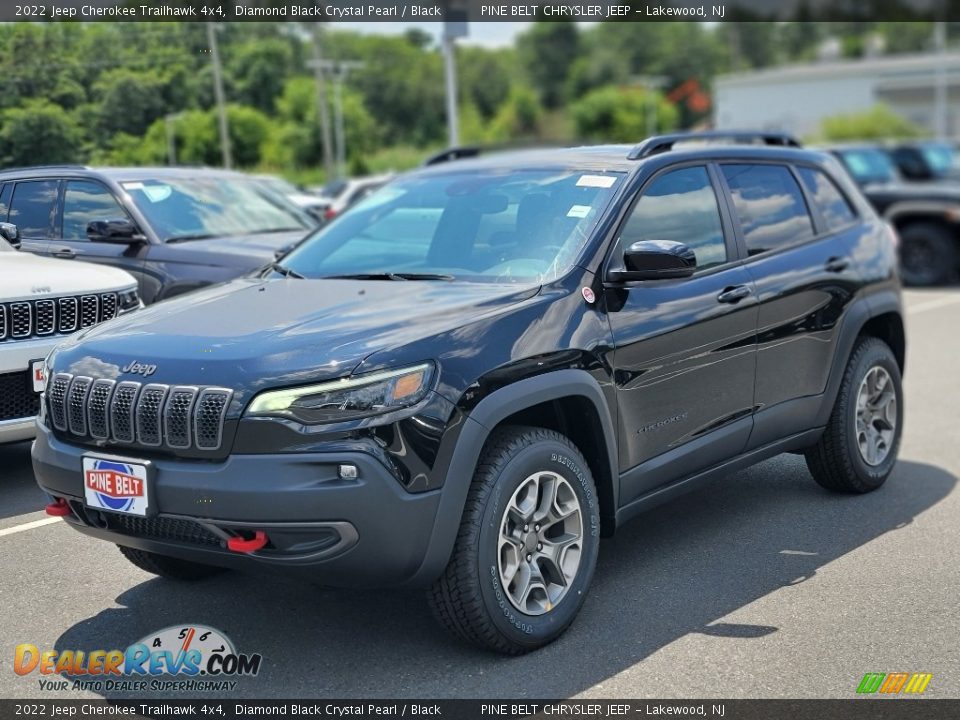 2022 Jeep Cherokee Trailhawk 4x4 Diamond Black Crystal Pearl / Black Photo #1