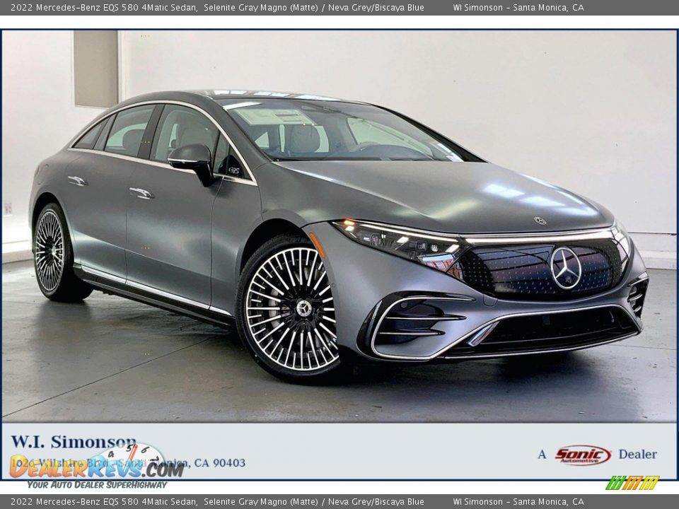 2022 Mercedes-Benz EQS 580 4Matic Sedan Selenite Gray Magno (Matte) / Neva Grey/Biscaya Blue Photo #1