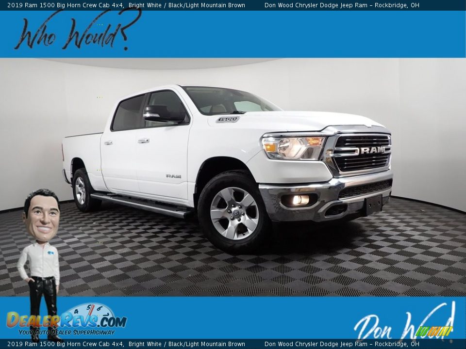 2019 Ram 1500 Big Horn Crew Cab 4x4 Bright White / Black/Light Mountain Brown Photo #1