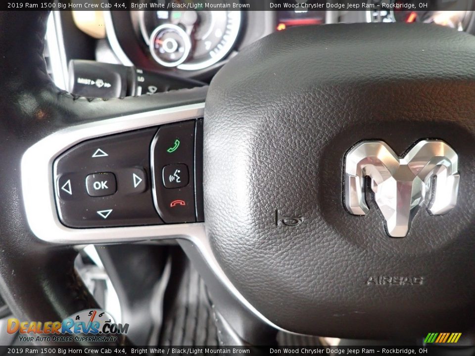2019 Ram 1500 Big Horn Crew Cab 4x4 Bright White / Black/Light Mountain Brown Photo #15