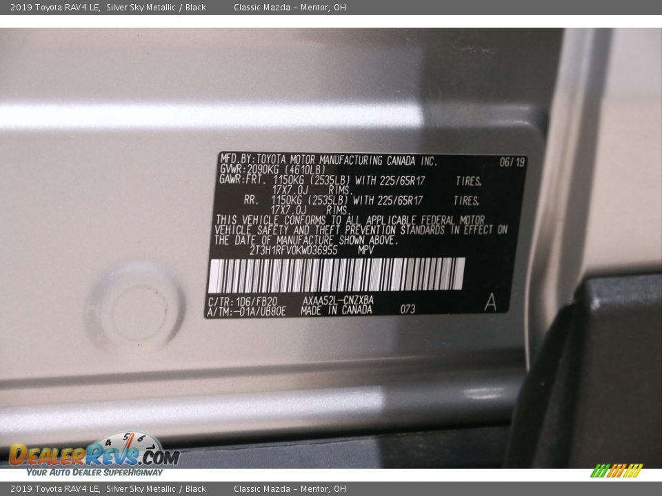 2019 Toyota RAV4 LE Silver Sky Metallic / Black Photo #19