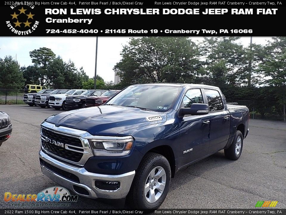 2022 Ram 1500 Big Horn Crew Cab 4x4 Patriot Blue Pearl / Black/Diesel Gray Photo #1