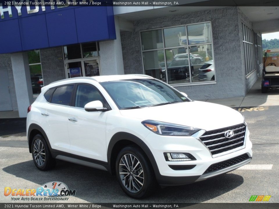 2021 Hyundai Tucson Limited AWD Winter White / Beige Photo #1