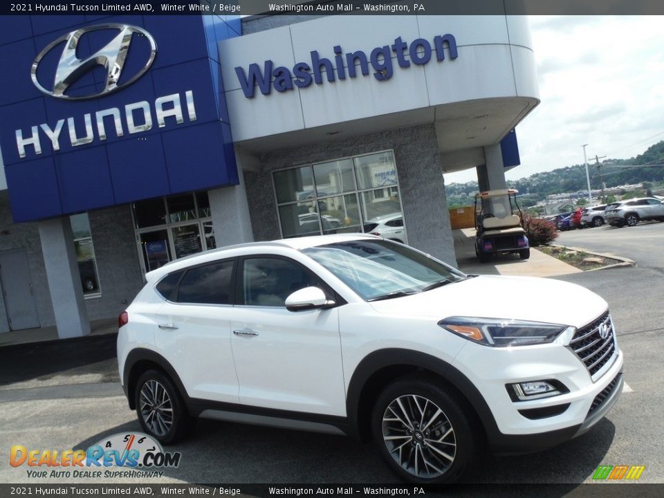 2021 Hyundai Tucson Limited AWD Winter White / Beige Photo #2