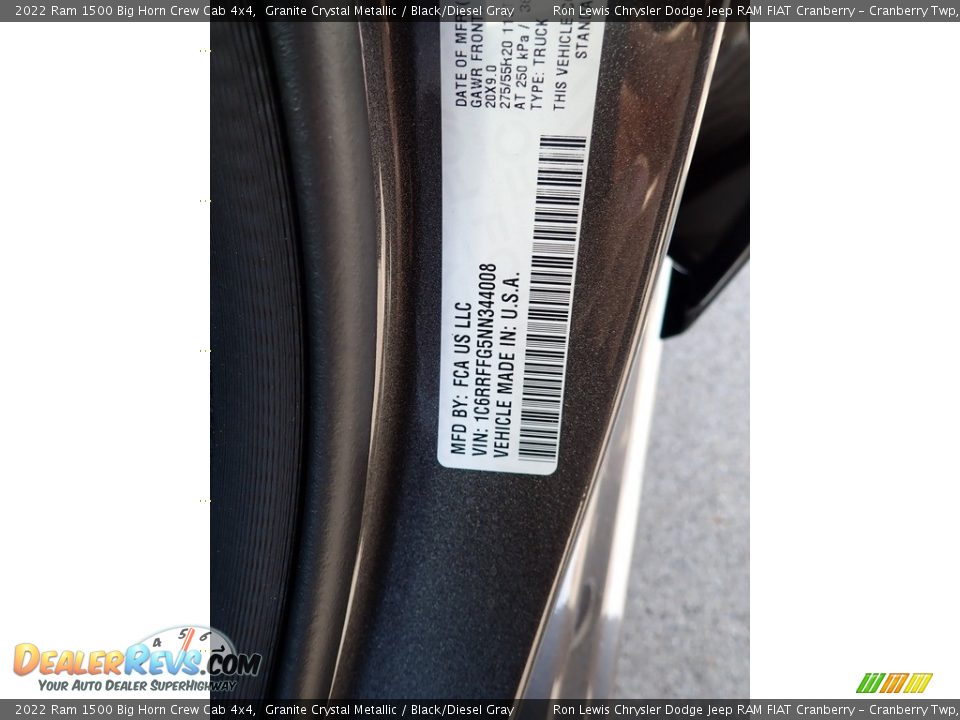 2022 Ram 1500 Big Horn Crew Cab 4x4 Granite Crystal Metallic / Black/Diesel Gray Photo #20