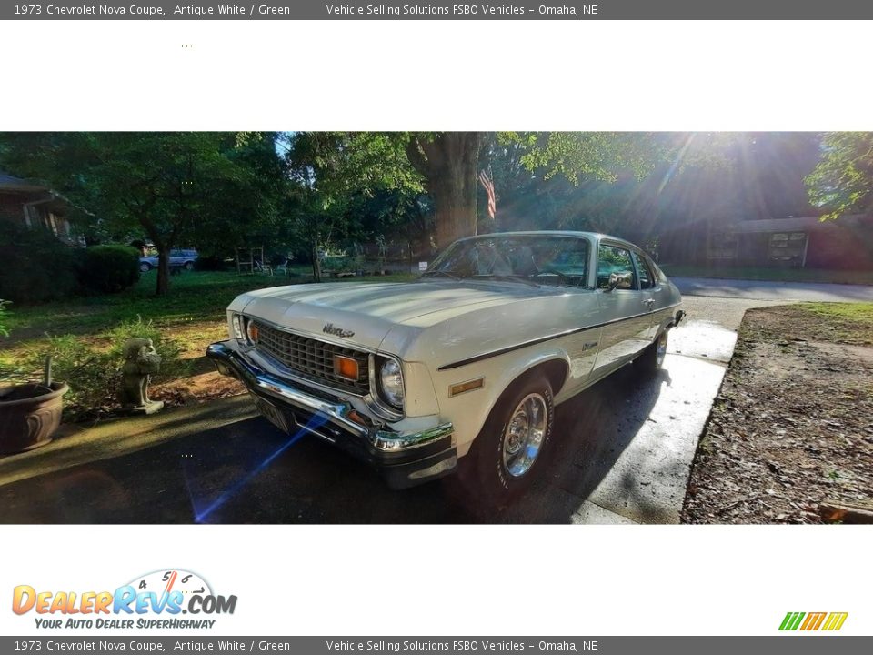 1973 Chevrolet Nova Coupe Antique White / Green Photo #13