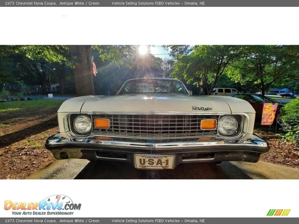 1973 Chevrolet Nova Coupe Antique White / Green Photo #14