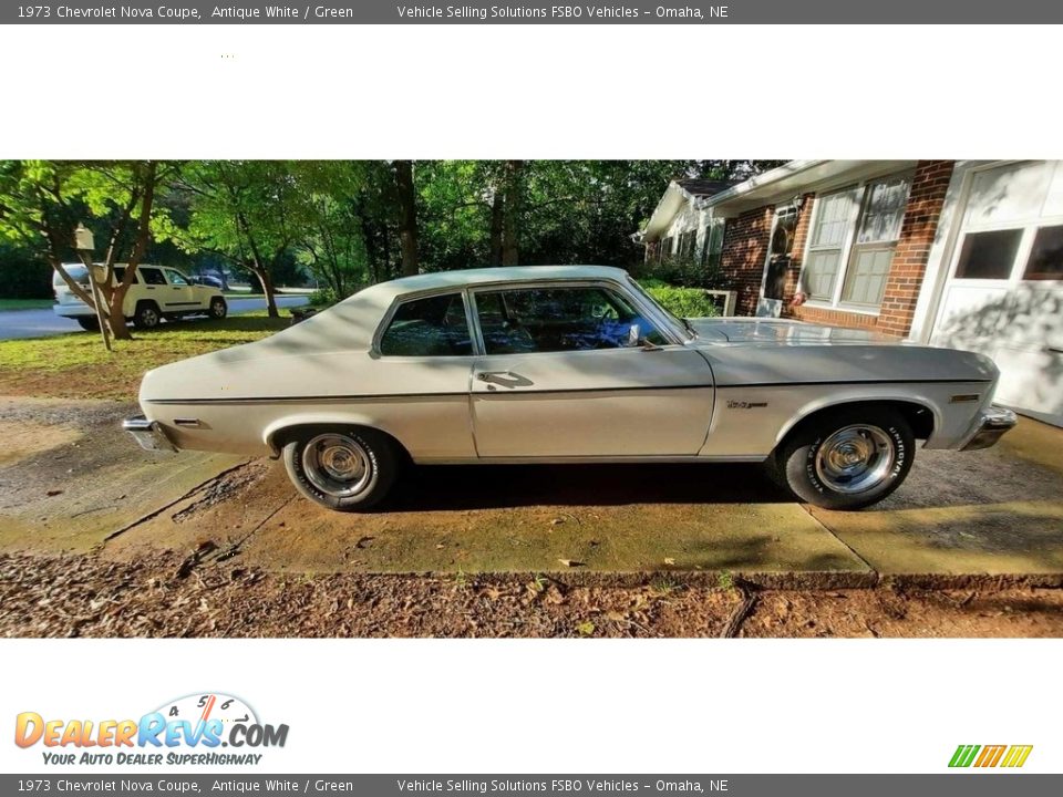 1973 Chevrolet Nova Coupe Antique White / Green Photo #15