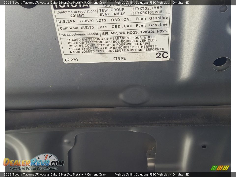 2018 Toyota Tacoma SR Access Cab Silver Sky Metallic / Cement Gray Photo #14