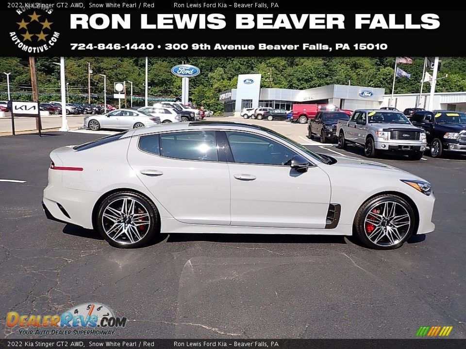 2022 Kia Stinger GT2 AWD Snow White Pearl / Red Photo #1